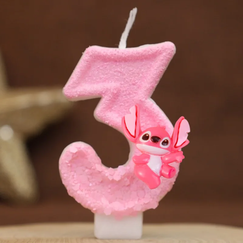 جديد أنيمي ليلو وستيتش 0-9 عدد شمعة لطيف ثلاثية الأبعاد Kawaii غرزة شخصية كرتونية كعكة حفلة المكونات في كعكة عيد ميلاد الديكور