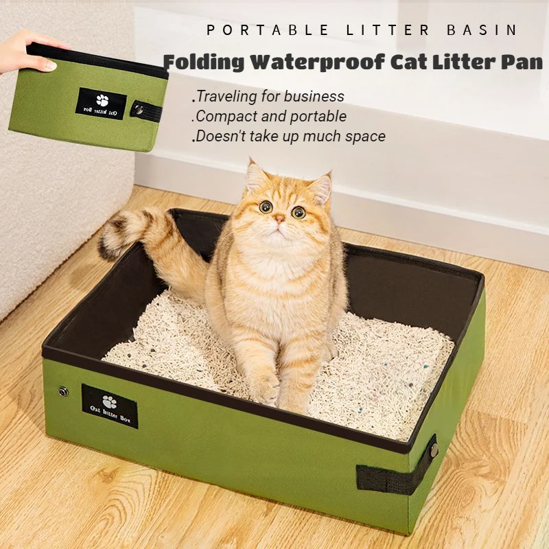 

Portable Travel Litter Box Collapsible Disposable Litter Pan Lightweight Waterproof Lined Leak proof Easy To Clean Cat Supplies