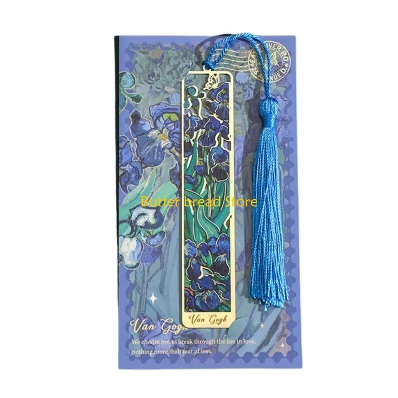 

W89C Hollow Art Flower Bookmarks Art Oil Painting Theme Bookmarks for Book Lover
