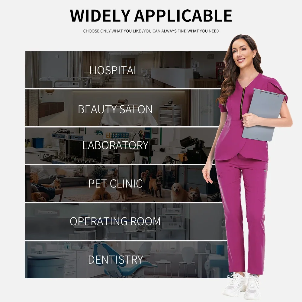 Uniforme infermieristica per medico ospedaliero da donna all'ingrosso casual a maniche corte con scollo a V tute da jogging infermiera farmacia uniformi mediche da lavoro