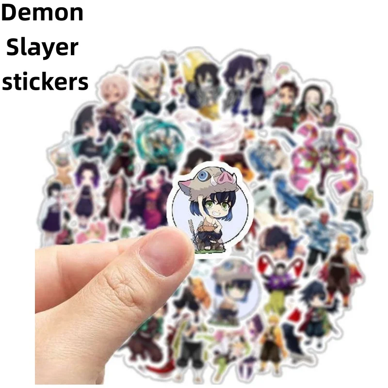 Pegatinas de Demon Slayer, personajes lindos de dibujos animados y anime, decoración para teléfonos móviles, pegatinas para manualidades.