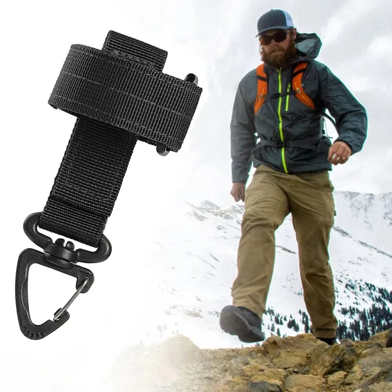1 PC Tactical Mountaineering Buckle Outdoor Keychain Gear Clip Gloves Rope Holder Military Hook EDC Belt Keychain Pouch Keeper C