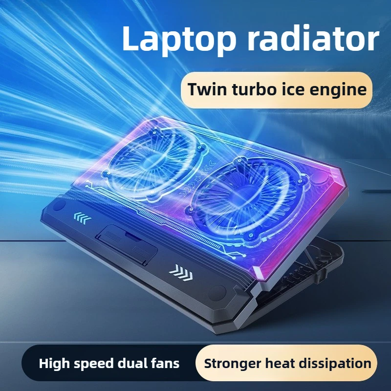 

Двойной большой мощный вентилятор, радиатор для ноутбука, USB-блок питания, подходит для игровых ноутбуков, регулируемая скорость и регулируемая высота, охлаждающая база