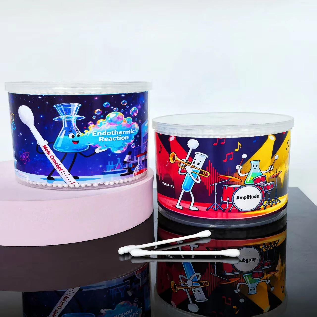 500 قطعة/1000 قطعة مسحات قطنية لزجاجة التجربة الكيميائية ، مسحات قطنية مزدوجة الأطراف ، مسحات قطنية هدية للمهرجانات