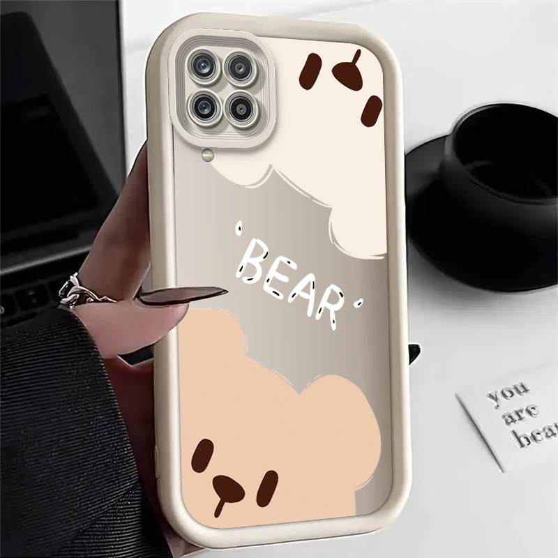 Cute Bear Cat Silicone Phone Case For Samsung Galaxy M13 M51 M11 M02 M04 M32 M12 M40S M01S F04 4G 5G J4 J6 J7 Plus Prime Cover