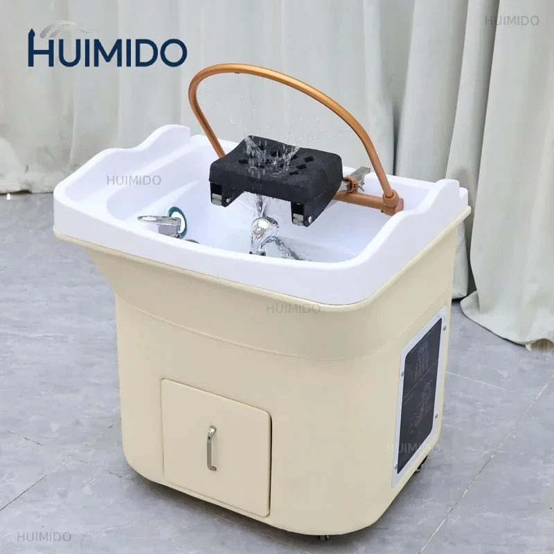 Heating Head SPA Water Circulation Shampoo Basin Barber Shop Hair Wash Salon Device with Fumigation Machine & Cover