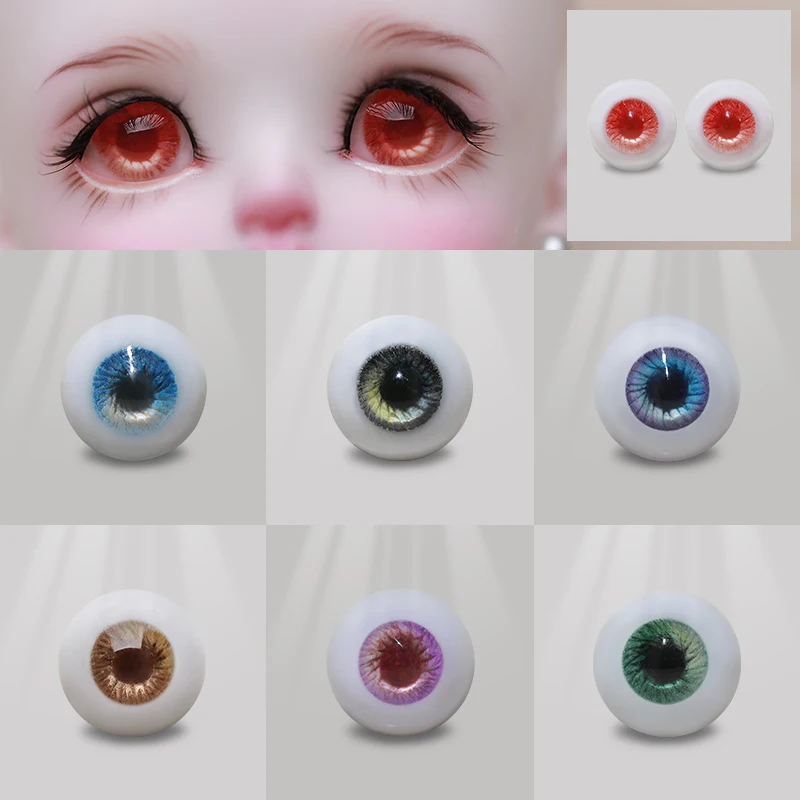 

BJD Eyes Resin 8mm to 20mm Handscraft Colourful Flat Base Life Like Anime Eye Dolls Accessories