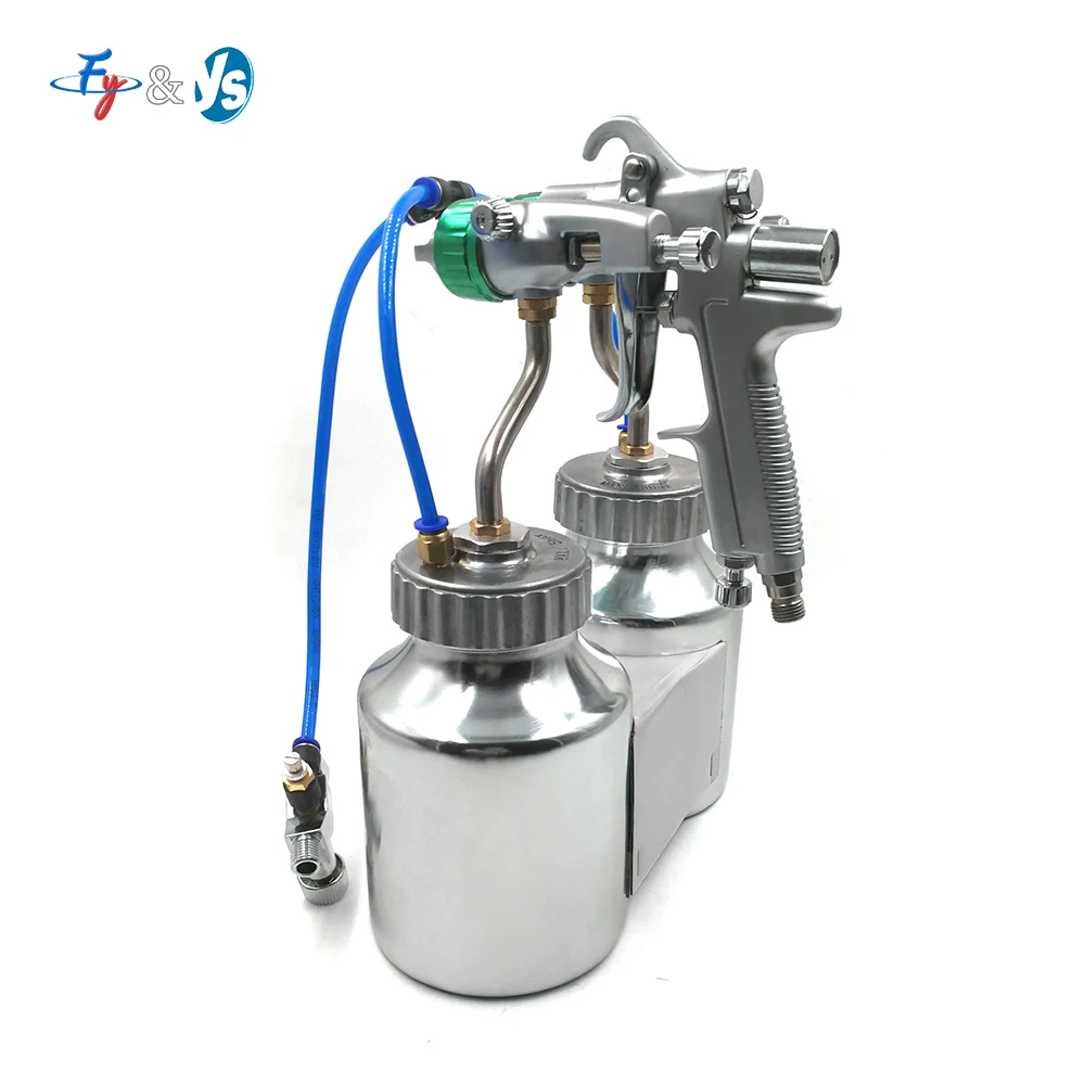 Pistola pulverizadora de doble cabezal de calibre de 1,3 mm, pistola de pintura en aerosol de dos componentes con 2 ollas inferiores, pistola pulverizadora interior presurizada de doble cabezal