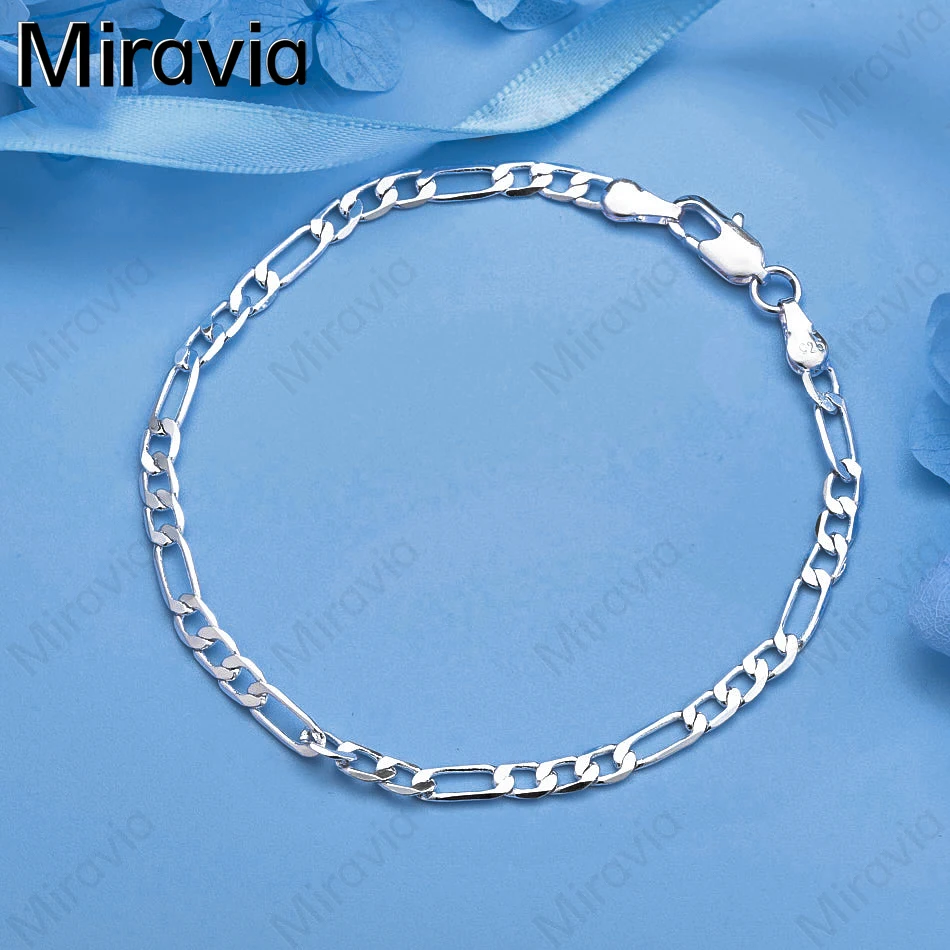 

Miravia 925 Sterling Silver 4mm 3 in 1 Bracelet Elegant Charm Women Party Jewelry