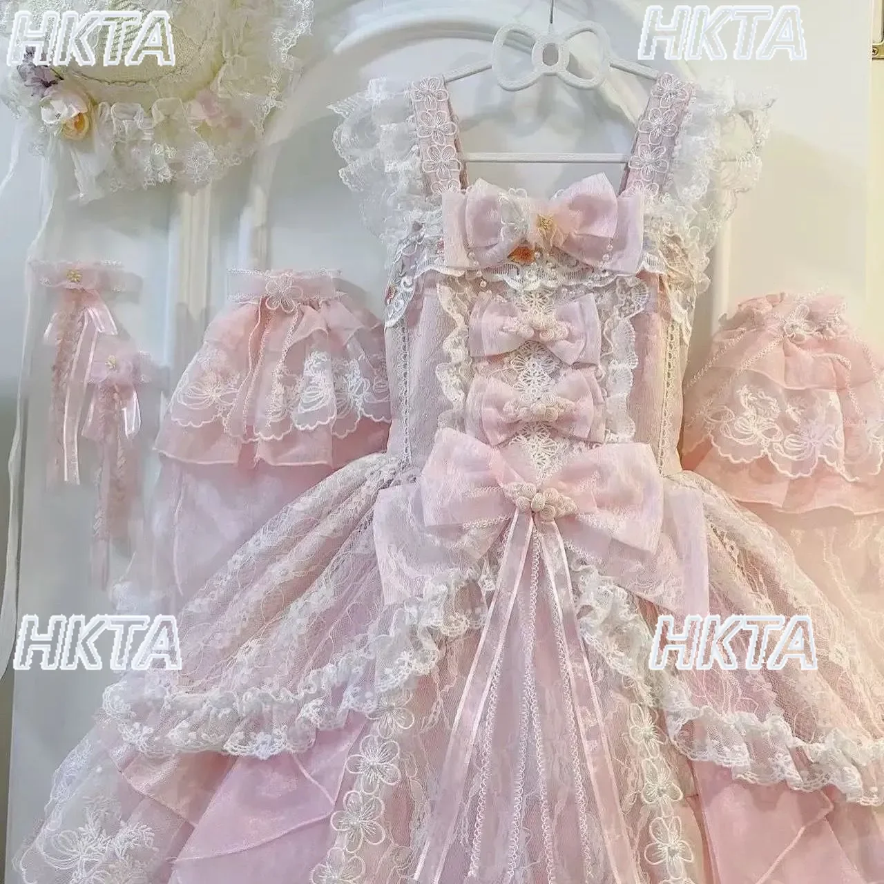 Original Design New Lolita Chinese Style Sweet Bow Girl Mesh Jsk Strap Dress Women Girls New Year Party Birthday Short Dress - view 6