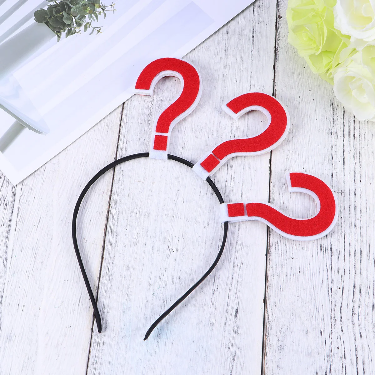 Question Mark Headband Non- woven Funny Hair Band Hair Accessories Selfie Photo Booth Props Party Costume for ( Black )