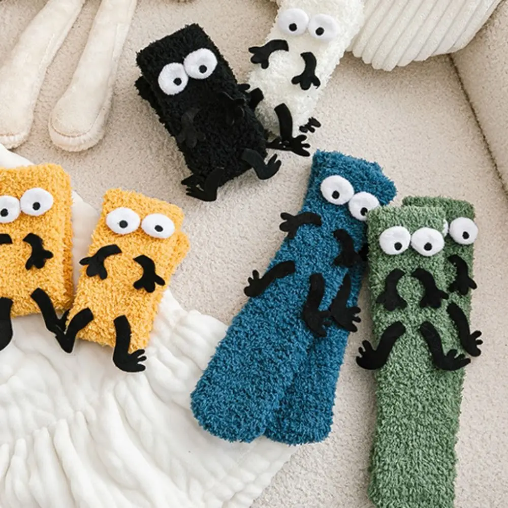 

Comfortable Casual Coral Velvet Big Eye Lovely Warm Thicken Harajuku Medium Tube Socks Cartoon Children's Socks