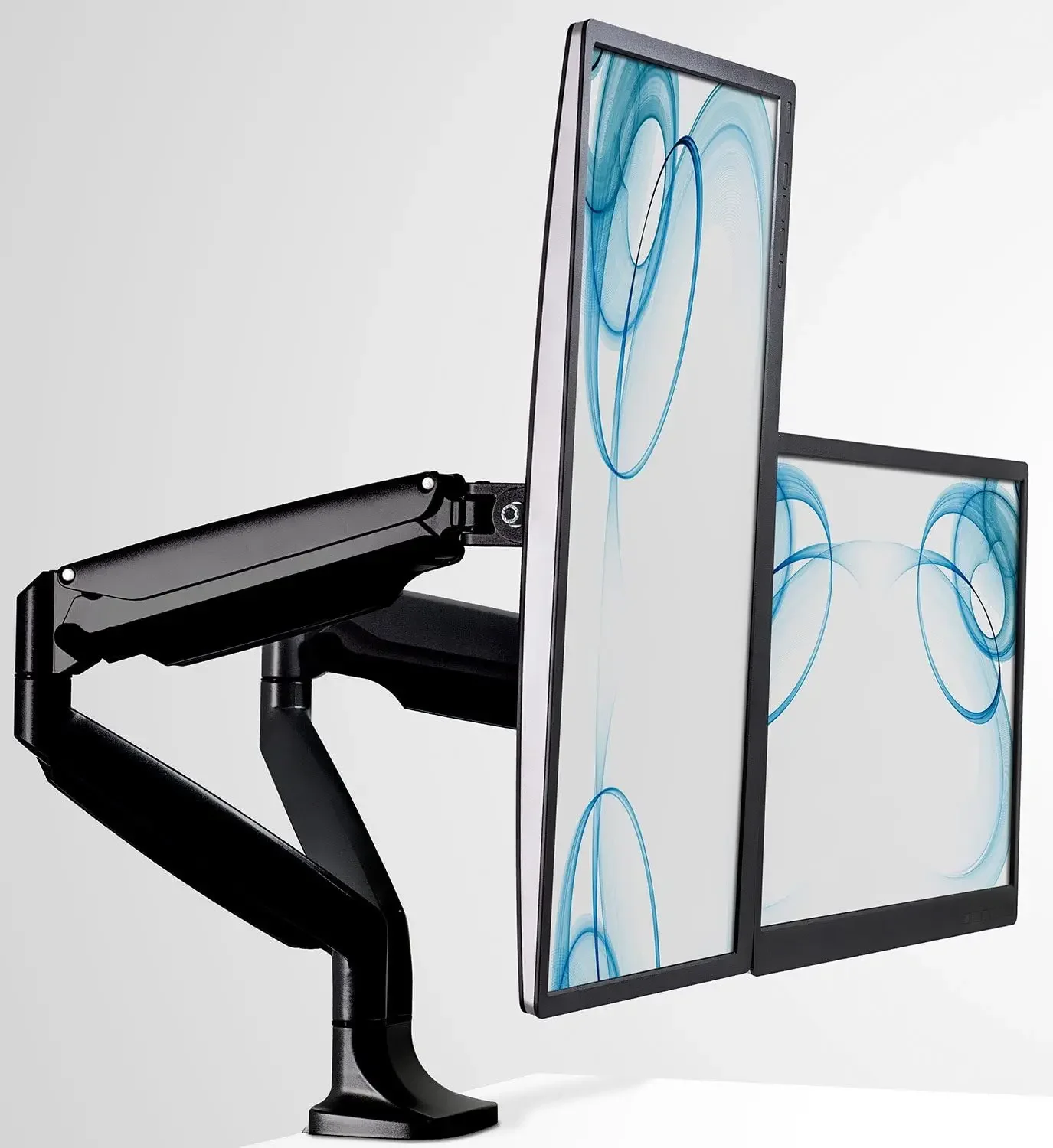 

Dual Monitor Arm Mount | Desk Stand | Two Articulating Gas Spring Height Adjustable Arms | Fits 2 x 24 27 29 30 32 Inch VESA