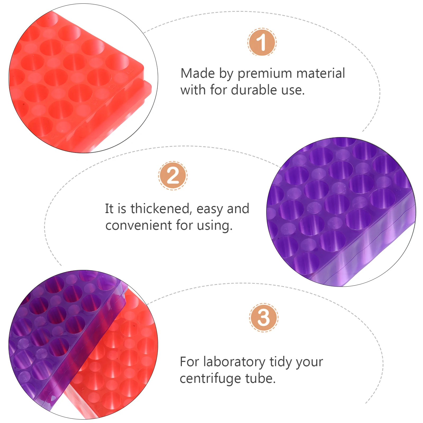 

2Pcs Tube Racks Thickened Laboratory Tube Holders 60 Holes Premium Rack for 0.5ml 1.5ml Tubes Scientific Experiment