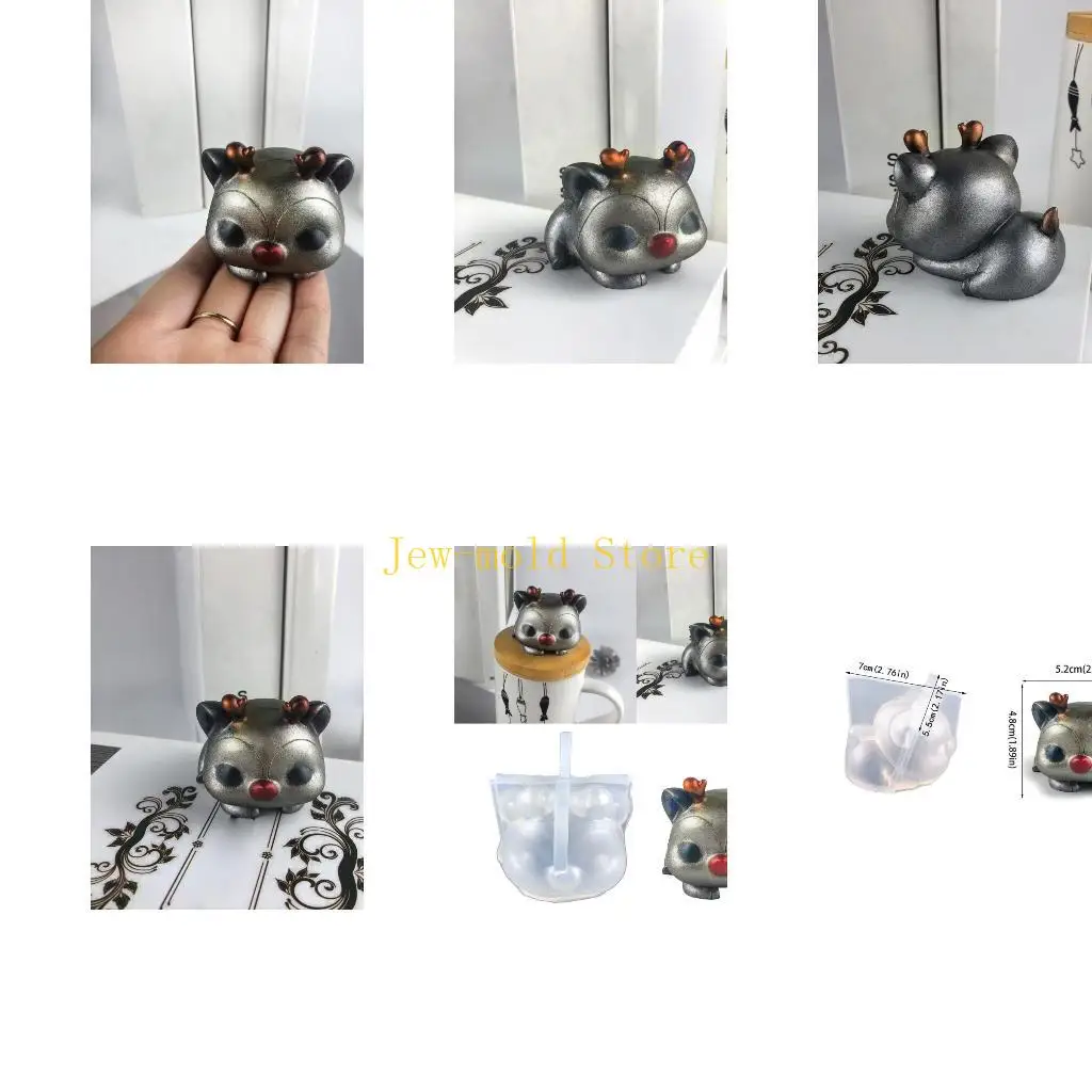 

C71B Stereoscopic Christmas Elk Decoration DIY Epoxy Mold Handmade Candles Molds