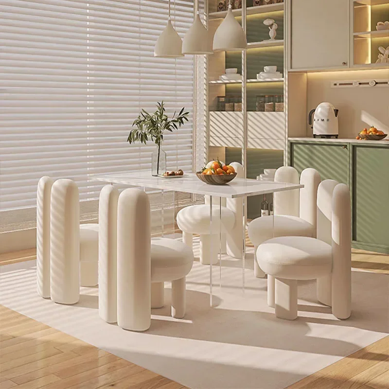 Cream Style Dining Tables and Chairs Set Personality Affordable Luxury Simple Shaped Rabbit Ear Chair