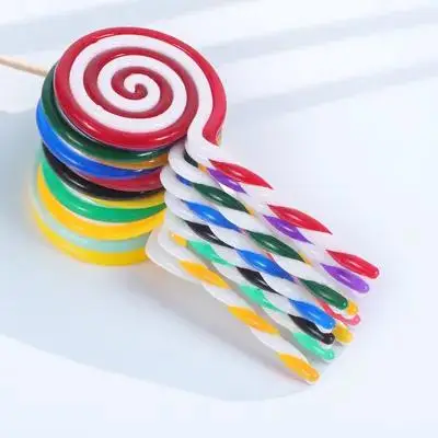 

10 pcs Simulated Lollipop Pendant Decorative Colorful Candy Hanging Charm Party Holiday Ornament Plastic DIY Mini Adornment Fake