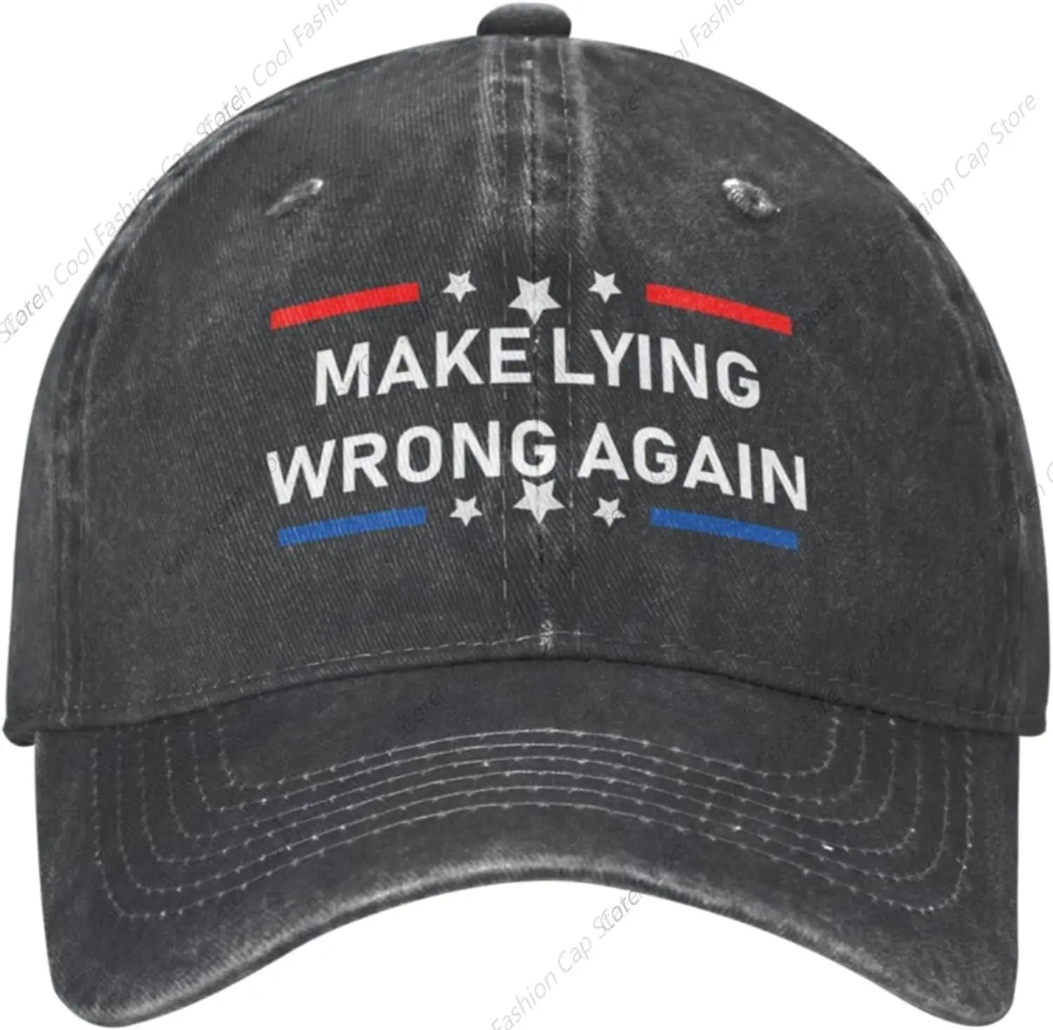 Funny Make Lying Wrong Again Baseball Cap for Men Women Vintage Trucker Denim Hat Washed Cotton Fashion Unisex Adjustable Sports