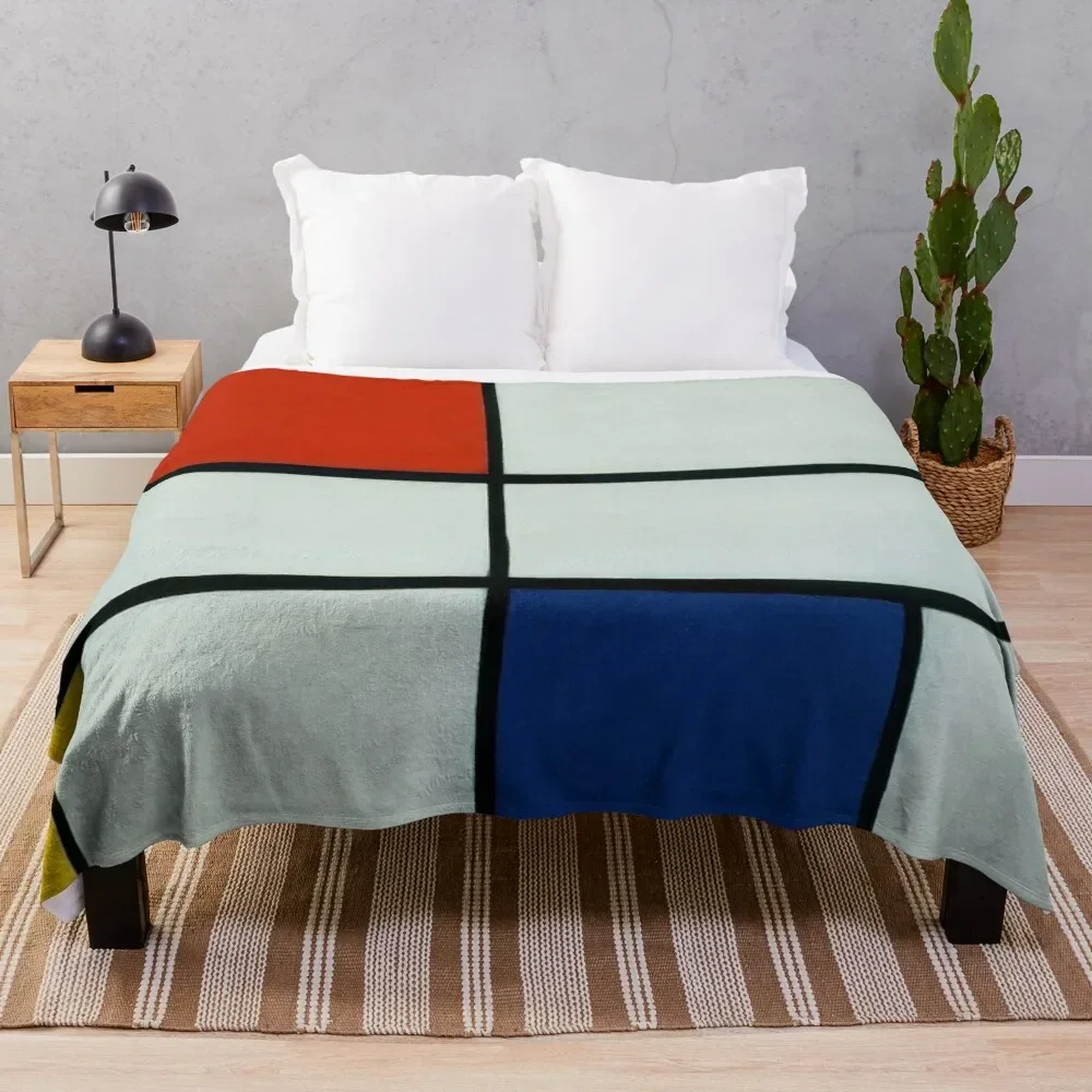 Composition C (No. III) with Red, Yellow and Blue, 1935. Throw Blanket Thin Soft Blanket for Summer Night Sleeping
