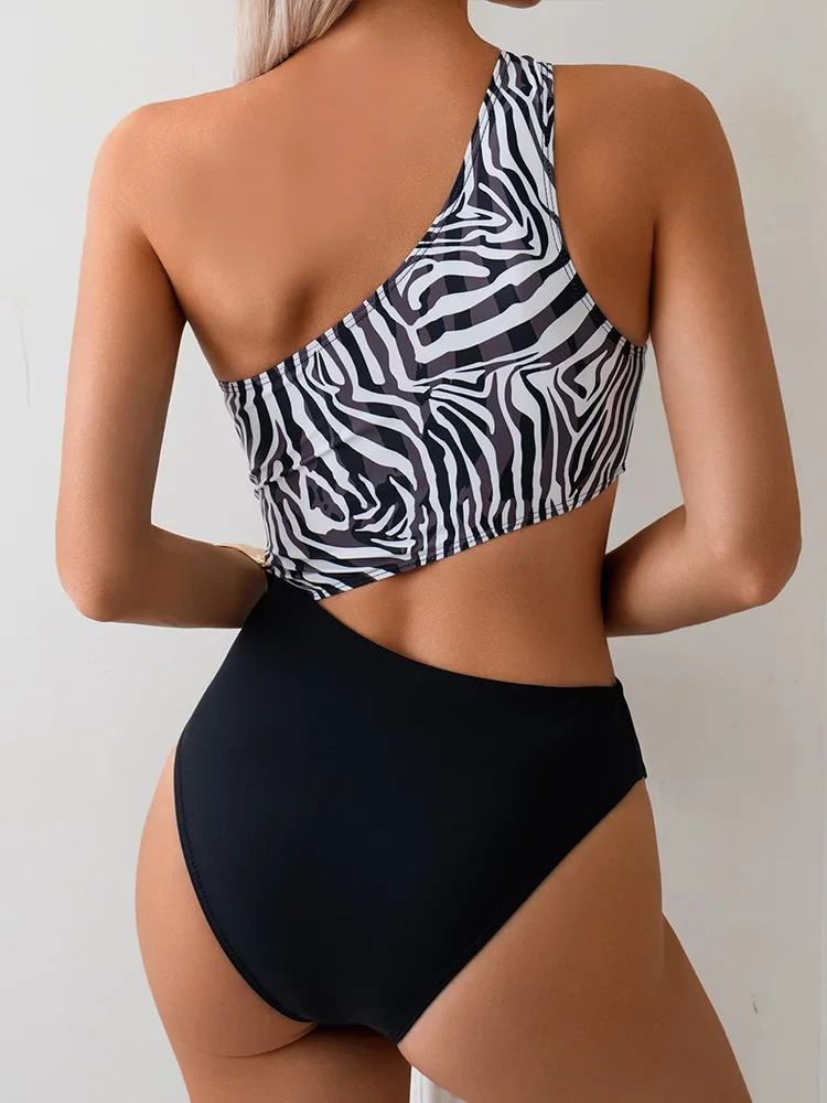 AOTVOTEE Sexy Leopard Hollow Out One Piece for Women Swimsuit Backless Beach Bikinis 2025 New Summer Swimwear One Piece Swimsuit