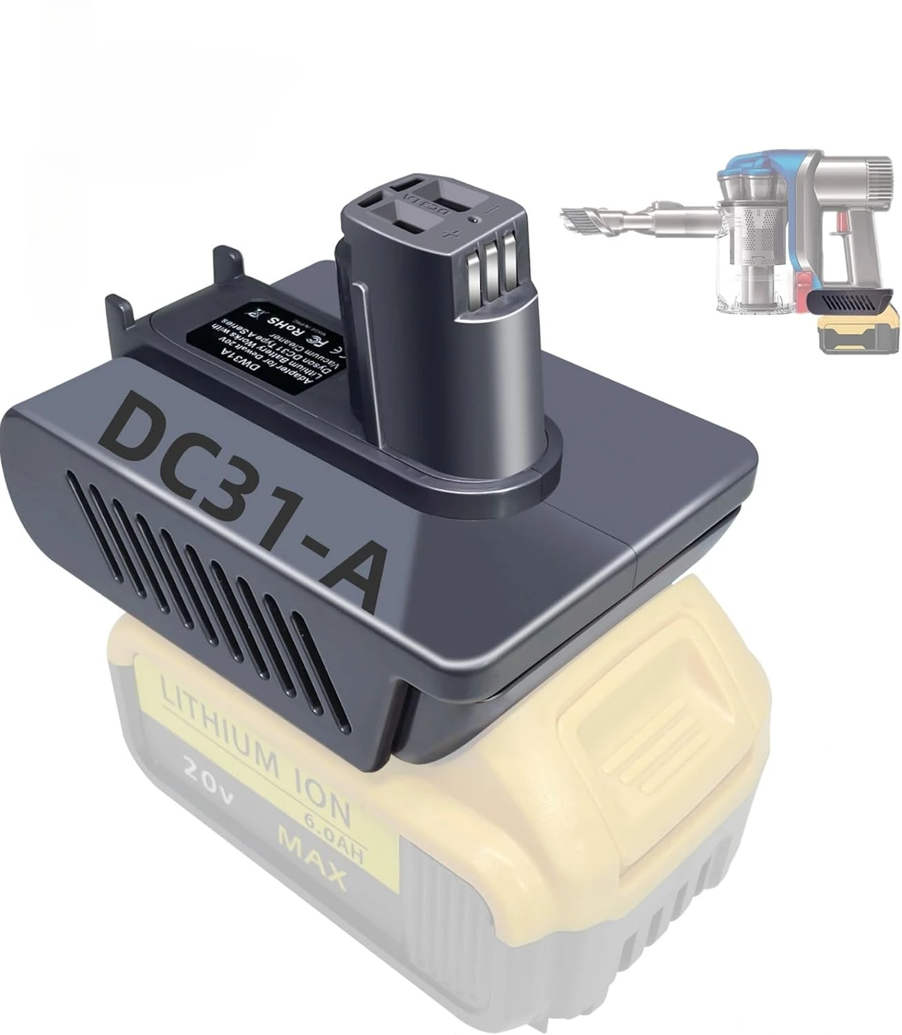 for Dyson Type A Battery Adapter for Dewalt 18v 20v Lithium Battery to for Dyson Animal Handheld Vacuum Cleaner (NOT FIT Type B)