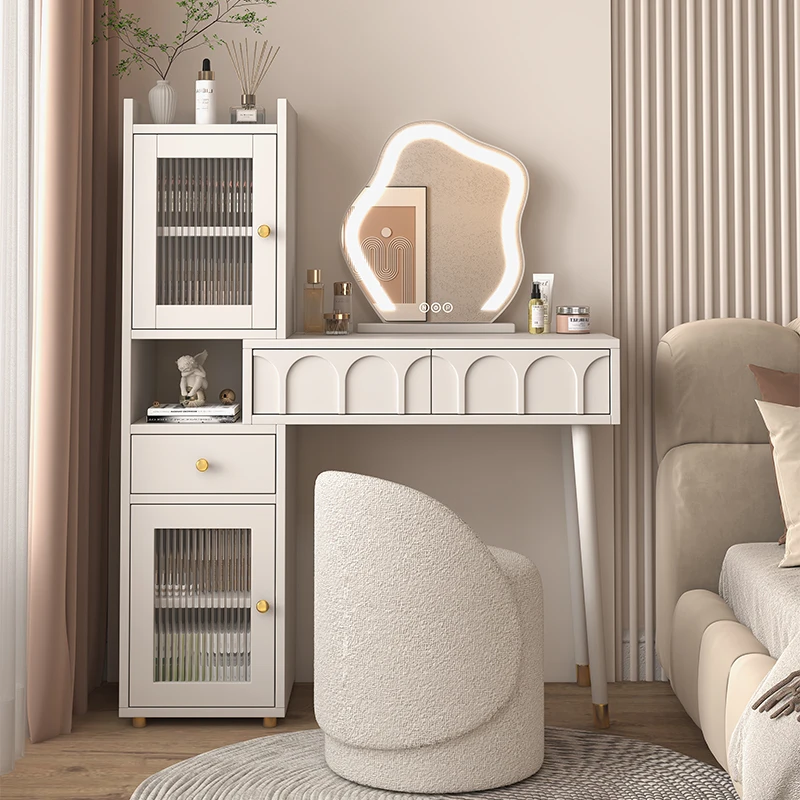 

Cream wind dresser bedroom modern simple small apartment Internet celebrity storage cabinet bedside table dressing table desk in