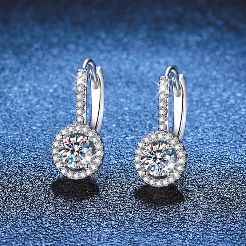 E175 Lefei Fashion Luxury Diamondset Classic Color D Moissanite 0.5ct Round Earrings For Women 925 Sterling Silver Party Jewelry