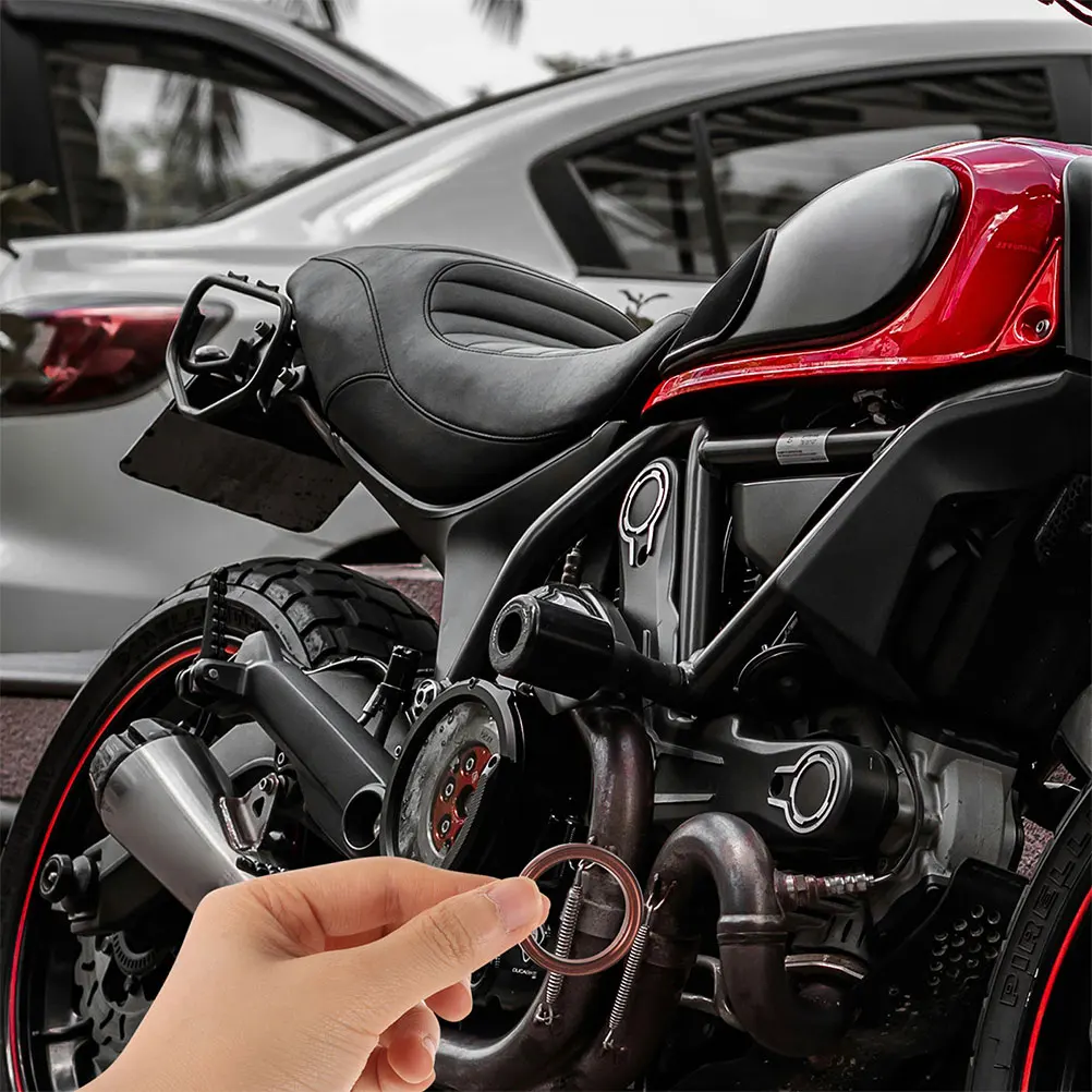 

4pcs Exhaust Pipe Gasket Replacement Copper Material Motorbike Sturdy Durable Easy Install Exhaust System Gasket Replacement
