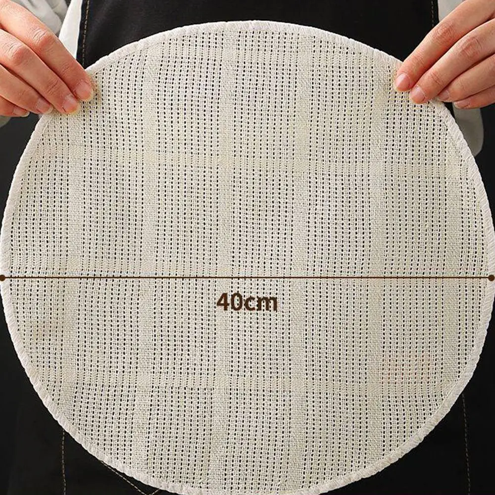 New Cotton Round Steamer Cloth Breathable Mesh Steaming Liner Non-stick Reusable Dumpling Cloth Rice Steaming