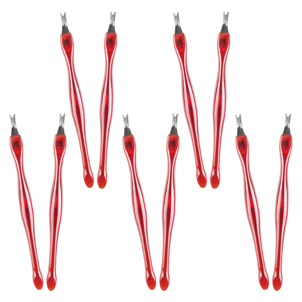 

10pcs Cuticle Tool Dead Skin Fork Stainless Steel Nail Art Manicure Tools For Pusher Trimmer Cuticle Pusher Red