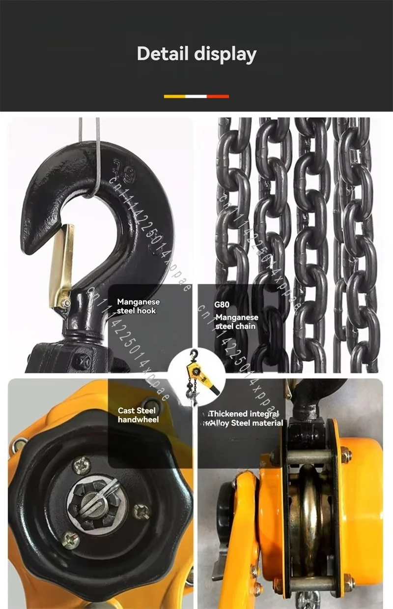 Portable Lever Block Inverted Chain Hoist Tightener 0.75T/1T Pulling Wrench Hoist Manganese Steel Hook Hand Chain Hoist