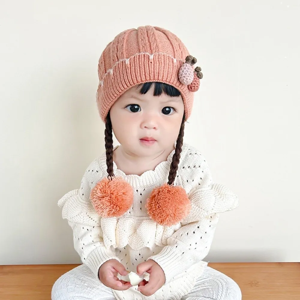 

Cartoon Warm Baby Knitted Hat Windproof Soft Ear Protection Cap Breathable Newborn Beanie Cap Autumn and Winter
