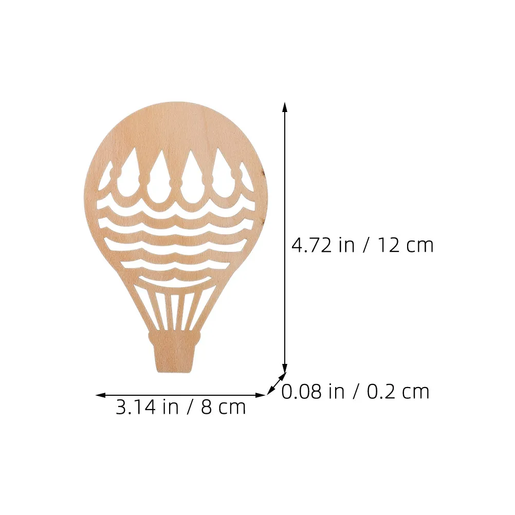 24Pcs Unfinished Hot-Air Balloon Shape Wooden Cutouts Smooth Edge Safe DIY Craft Slices for Painting Staining Dyeing Sticker