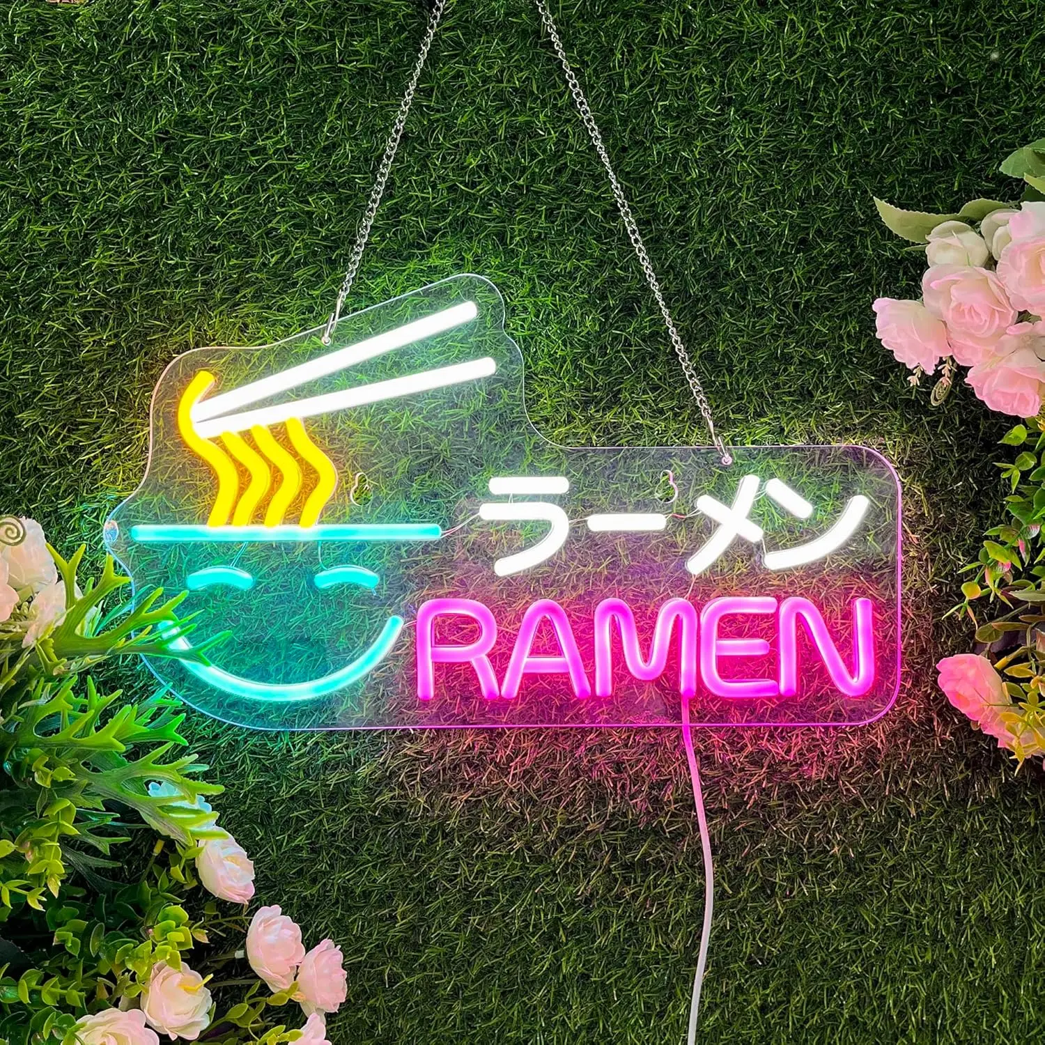 رامين النيون تسجيل الشعرية اليابانية مصباح ليد USB عكس الضوء تضيء تسجيل لمطعم رامين متجر المطبخ غرفة الطعام جدار ديكور