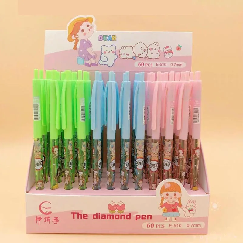 

60pcs/lot Creative Demon Slayer Press Ballpoint Pen Cute Roller Ball Pens School Office Writing Supplies Stationery Gift