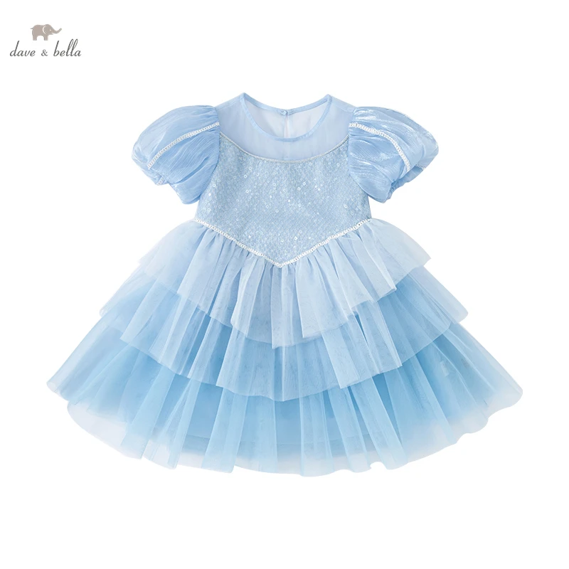 DB2221562  dave bella summer baby girls cute  solid dress boutique fashion gilrs   party dress girl infant lolita clothes