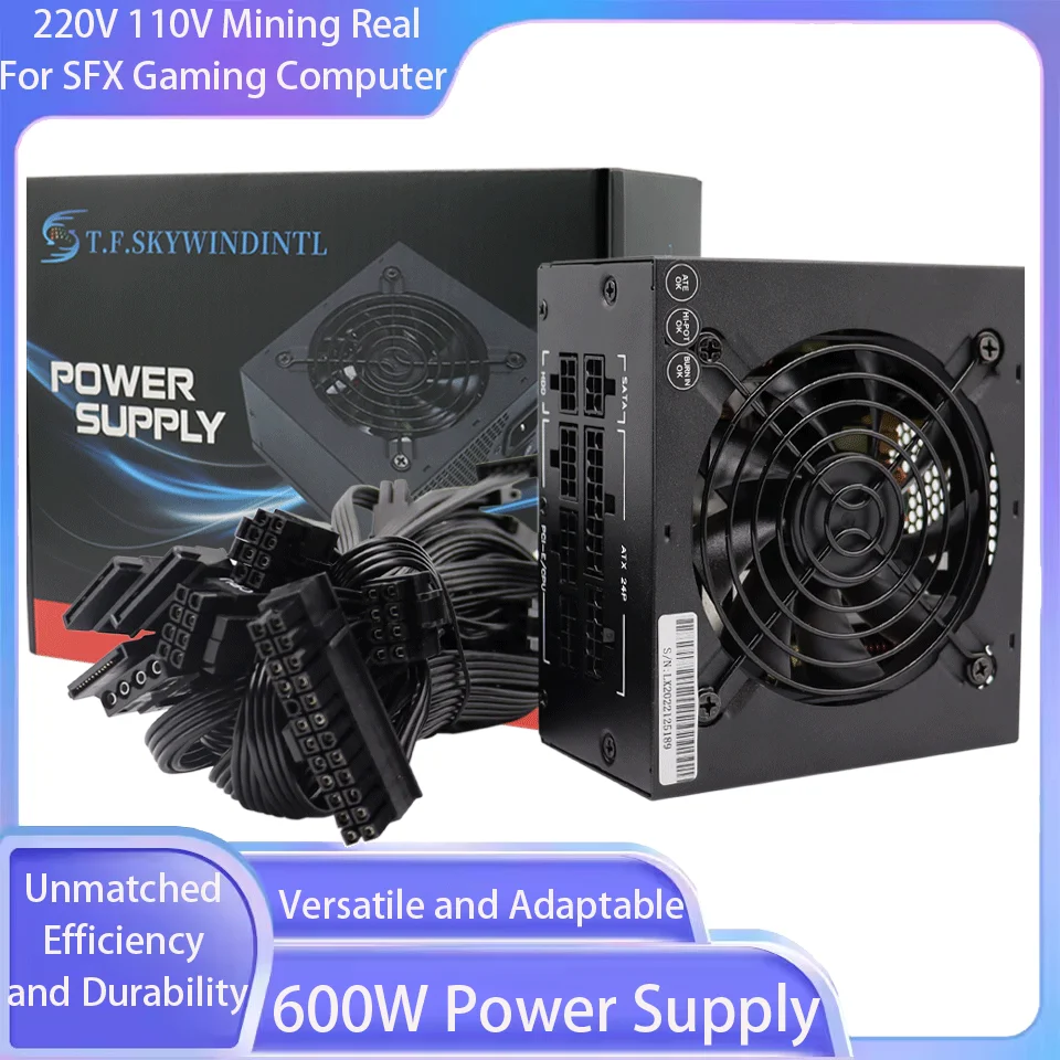 

600W 220V 110V Power Supply Mining Real For SFX Gaming Computer 24 Pin PCI SATA Ethereum Miner Ethereum Server PSU Power Supply