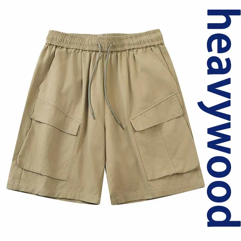 Men's Summer Thin Ice Silk  Dry Casual Loose Cargo Shorts Man  Workwear Orts Five-Quarter Length  Multi-ket Sports Mid-Pants