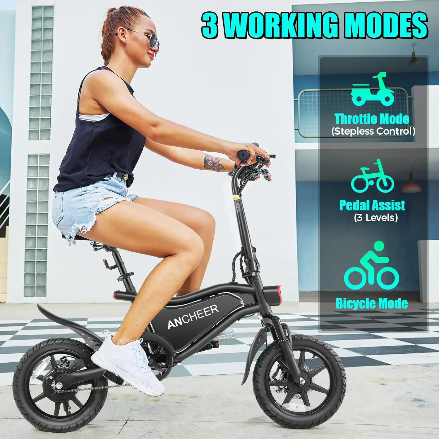 

Folding Electric Bike for Adults,374Wh Ebike, 20MPH Bikes, 14" Foldable Electric Bicycle,UP to 45 Miles Electric Bikes