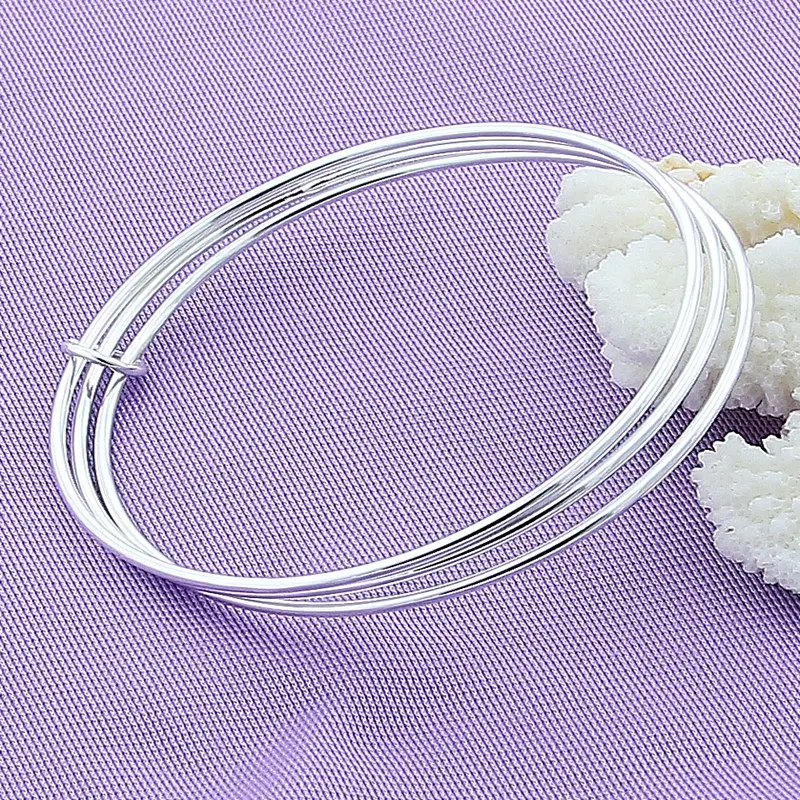 925 Sterling Silver Bangle Three Circle Bracelet For Women Jewelry Fashion Trend Party And Daily Wear