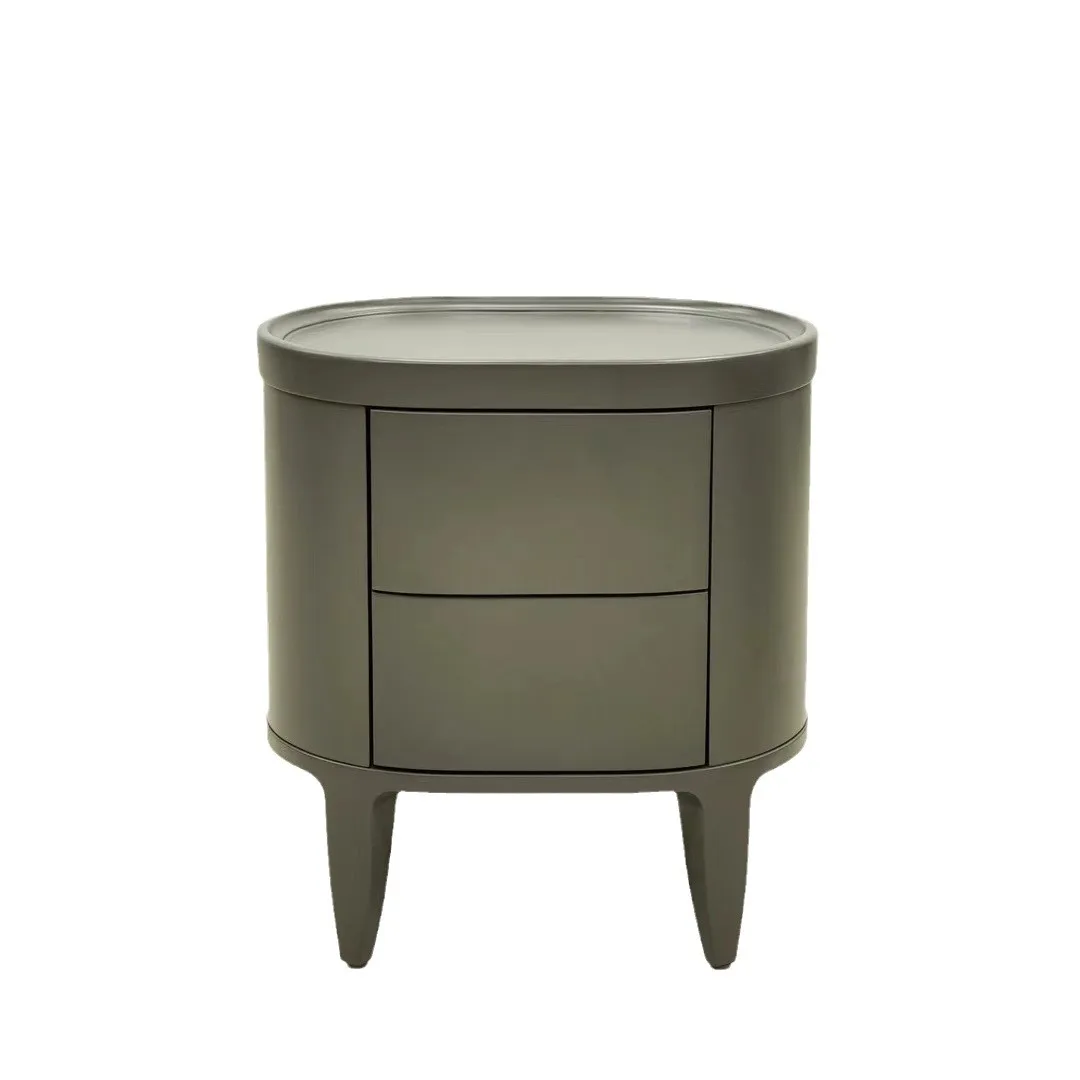 

Light luxury Italian minimalist bedside table, smoky solid wood bedside cabinet