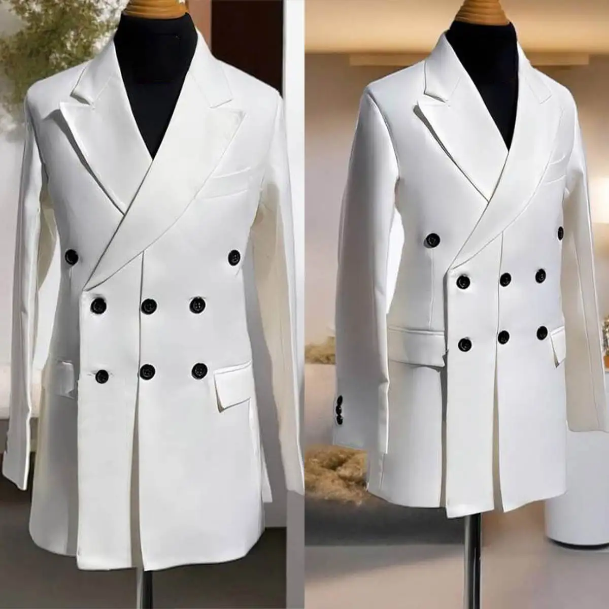 

Formal Wedding Men Coat White Groom Tuxedos Notched Lapel Blazer Custom Made Prom Male Party Wear One Piece