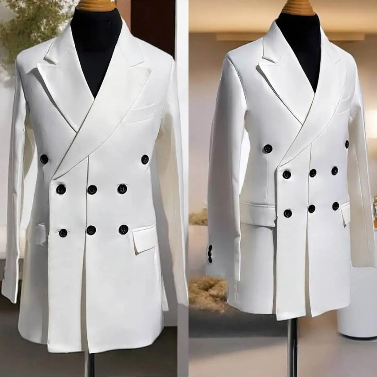 Formal Wedding Men Coat White Groom Tuxedos Notched Lapel Blazer Custom Made Prom Male Party Wear One Piece