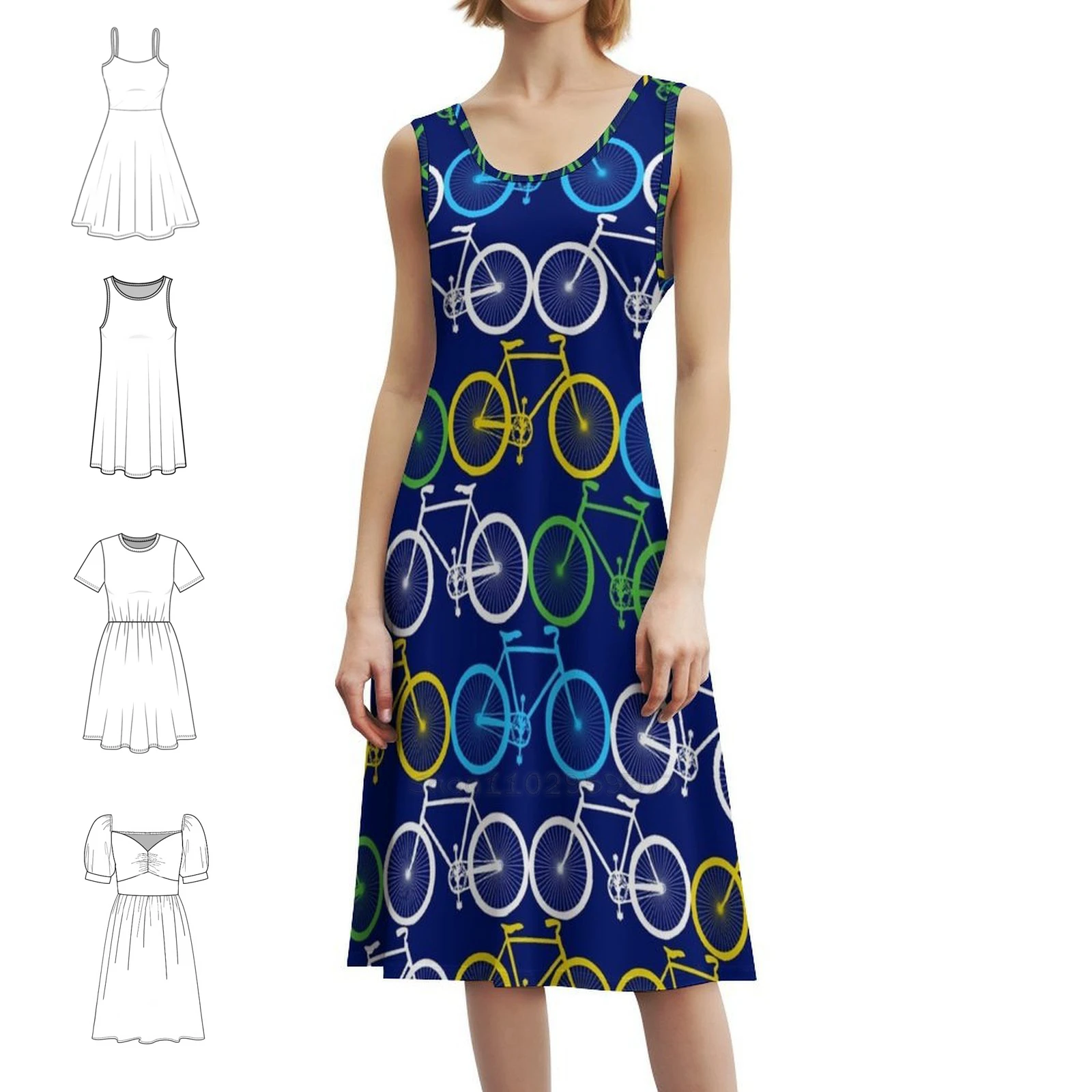 

Bicycle Sexy Vacation Dress For Women Beach Party Birthday Mini Dress Bicycle Bike Transportation Colors Womens Dresses