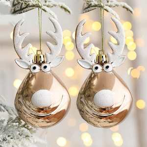 2pcs Elk Christmas Balls Ornaments Xmas Tree Hangi...