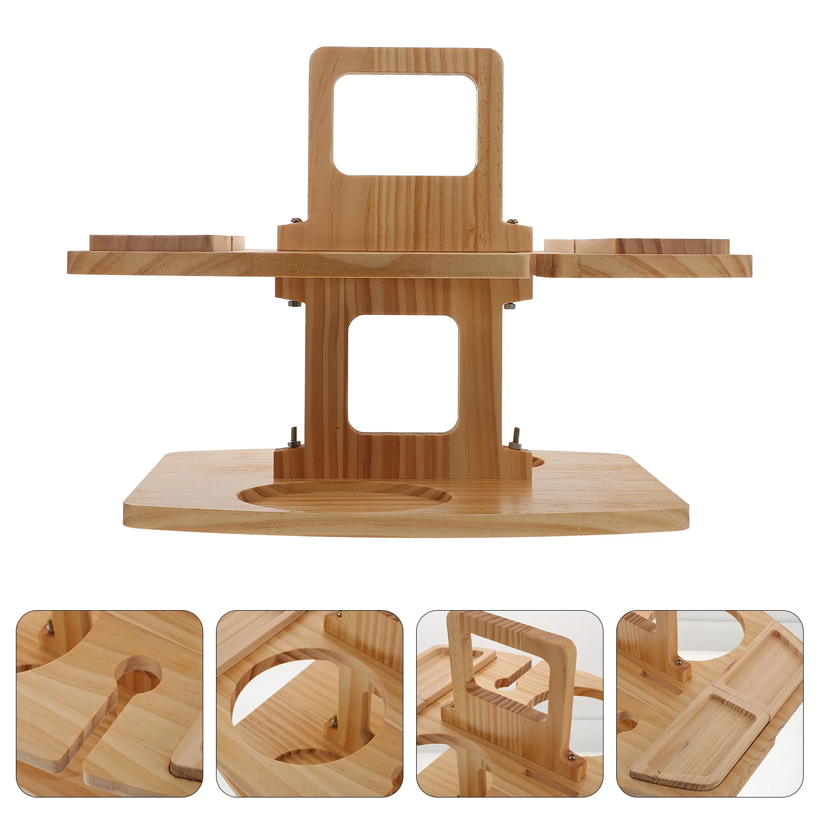 

1Pcs Portable Wood Picnic Rack Multifunctional Snack Tray Wine Bottle Organizer Detachable Storage Shelf Outdoor Camping
