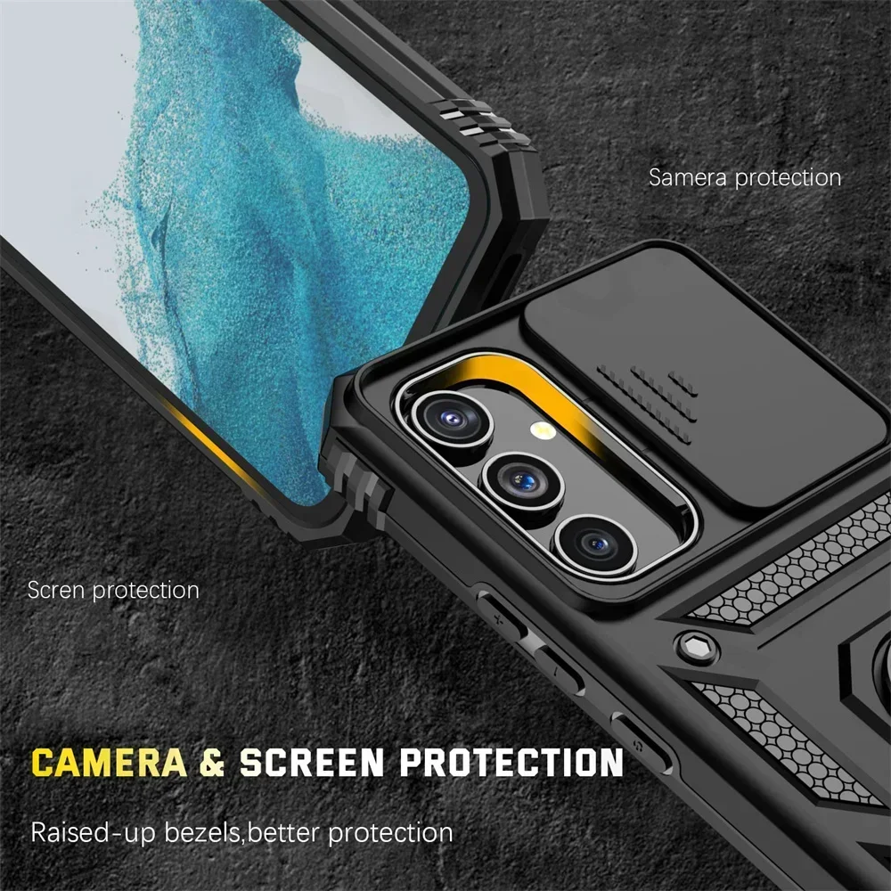 Custodia per Samsung Galaxy A54 A34 A14 S24 S23 S22 Ultra Plus FE cavalletto con protezione della fotocamera custodia rigida di grado militare