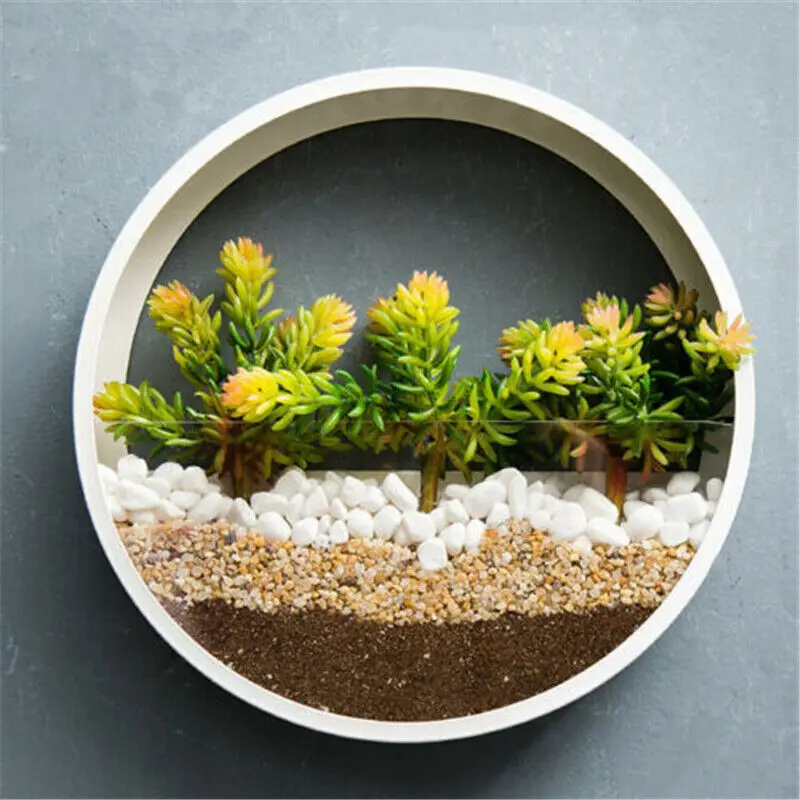 Modern Wall Planters - Hanging Succulent Pots with Circle Metal Frame for Indoor and Outdoor Decor