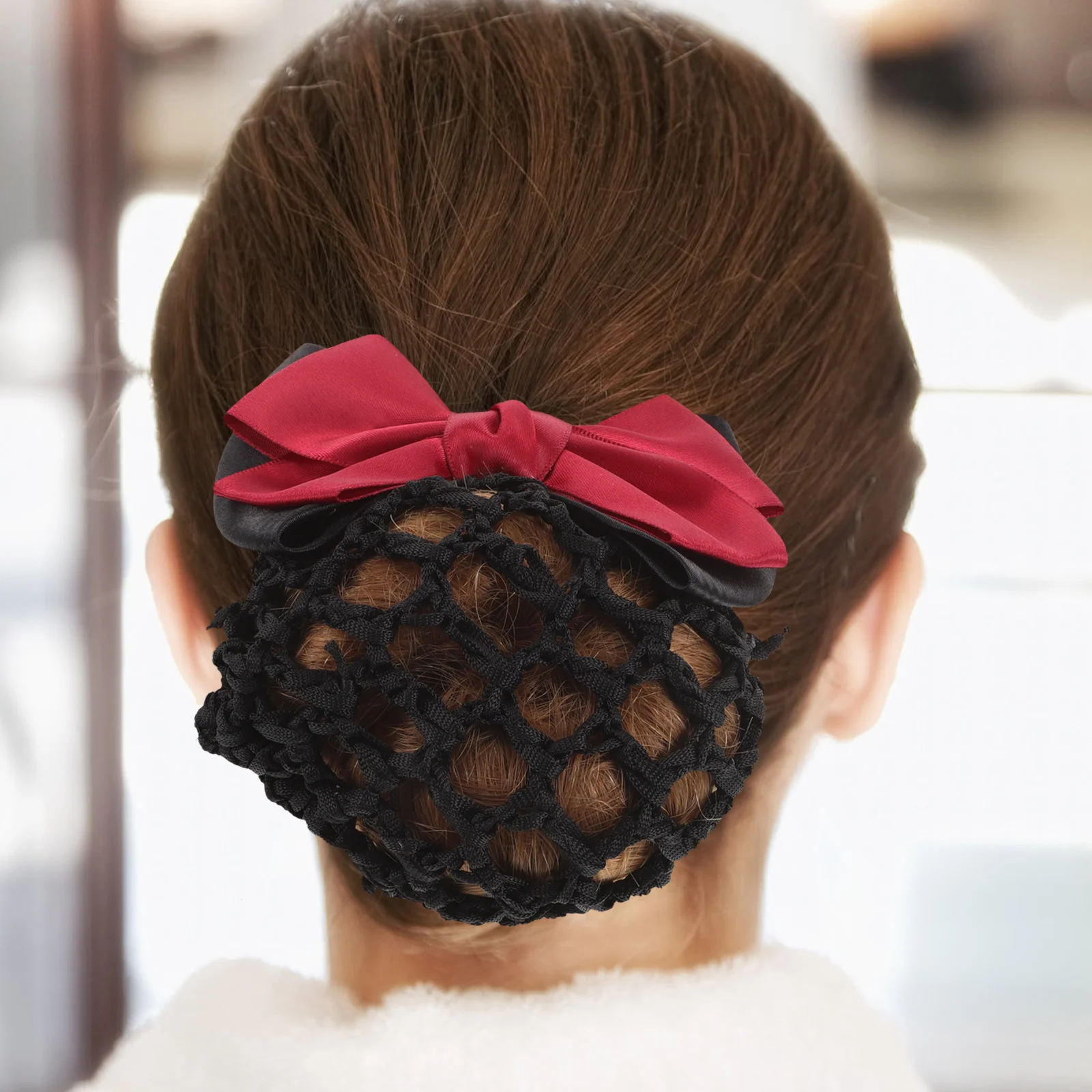 

3pcs Bow Snood Net Elastic Mesh Clip For Women Girls Big Knot Bun Cover Summer Cooling Hair Accessory Hair Flower Net Bag