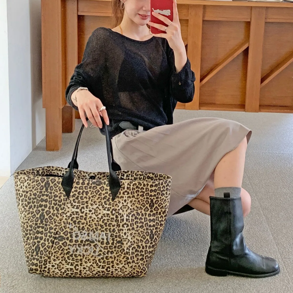 

Leopard Print Canvas Bag, Women's Autumn and Winter Casual Lazy Style Shoulder Bag, Large Capacity Commuting Tote Bag